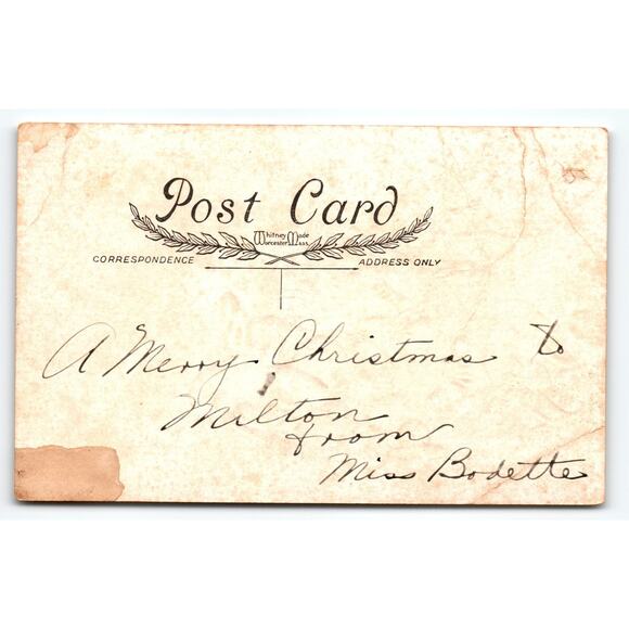 Vintage Santa Claus Christmas Postcard 'A Merry Christmas with Best Wishes' - Picture 2 of 2